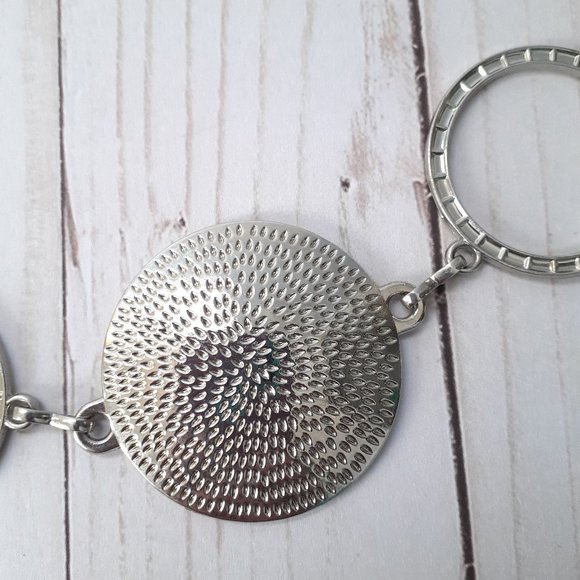 Solid Disc & O-Ring Circle Silvertone Chain Belt - Picture 3 of 7